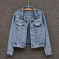thumbnail image 1 of Winter Women Jacket - Bead Decor Plus Size Long Sleeves Turn-down Collar Chest Pockets Button Closure Coat Short Type Casual Streetwear, 1 of 8