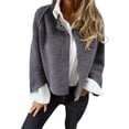 thumbnail image 1 of Winter Women Jacket Round Neck Thick Fleece Open Stitch Short Type Cardigan Long Sleeves Short Type Warm Windproof Heat Retention Outdoor Coat, 1 of 8