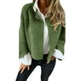 thumbnail image 1 of Winter Women Jacket Round Neck Thick Fleece Open Stitch Short Type Cardigan Long Sleeves Short Type Warm Windproof Heat Retention Outdoor Coat, 1 of 7