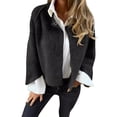 thumbnail image 1 of Winter Women Jacket Round Neck Thick Fleece Open Stitch Short Type Cardigan Long Sleeves Short Type Warm Windproof Heat Retention Outdoor Coat, 1 of 8