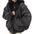 thumbnail image 1 of Winter Women Jacket Thickened Fleece Lined Double-sided Wearing Hooded with Pockets Windproof Heat Retention Zip-up Lady Coat, 1 of 8