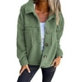 thumbnail image 1 of Winter Women Jacket with Double Pockets Thick Fleece Button Closure Cardigan Long Sleeves Warm Windproof Heat Retention Outdoor Coat, 1 of 8