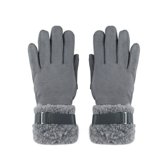 Winter Women Keep Warm Touch Screen Thicken Plush Wrist Suede Gloves ,Flexible and Comfortable