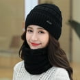 thumbnail image 1 of Winter Women Knitting Cap Men And Women Outdoor Warm Thickening Velvet Loose Winter Hat With Scarf  B r a n d  Winter Ski Mask Hat, 1 of 11
