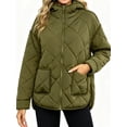 thumbnail image 1 of Winter Women Long Sleeve Zipper Quilted Coat Casual Loose Lightweight Hooded Puffer Jacket with Pocket, 1 of 6