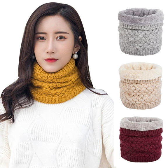 Winter Women Men Geometric Woolen Knitted Collar Scarf Warm Pullover Neckerchief