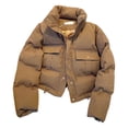 thumbnail image 1 of Winter Women Padded Coat Thickened Button Closure Stand Up Collar Long Sleeves Solid Color Windproof Heat Retention Outdoor Down Jacket, 1 of 1