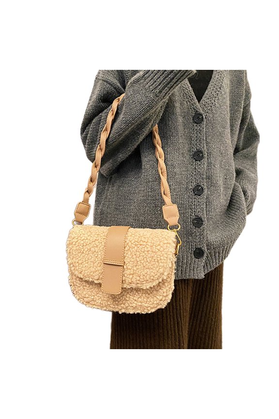 Winter Women Plush Shoulder Bag Messenger Bag Armpit Bag Fashionable Trend Bag