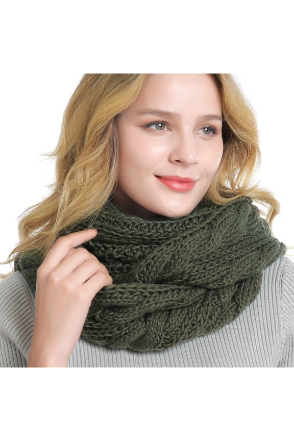 Winter Women Thick Knit Ribbed Infinity Circle Loop Scarf