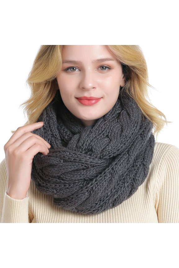 Winter Women Thick Knit Ribbed Infinity Circle Loop Scarf