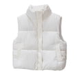 thumbnail image 1 of Winter Women Vest Coat Thickened Padded Button Closure Stand-up Collar Drawstring Hem Sleeveless Solid Color Windproof Heat Retention Outdoor Down Coat, 1 of 8