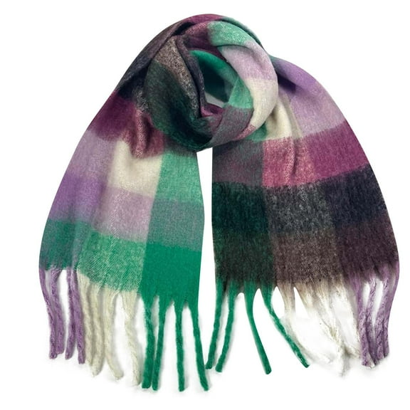 Winter Women Warm Scarf Long Shawl Large Scarves Cold Weather Thick Blanket Scarfs Colorful Plaid Chunky Scarfs for Women Cold Weather Thick Plaid Scarf Long Large Oversized Checked Scarves