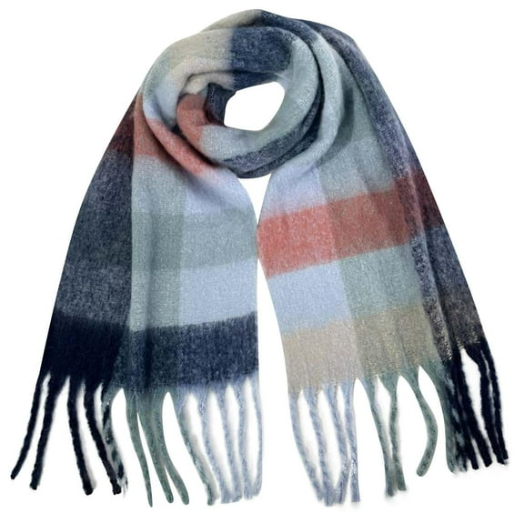 Winter Women Warm Scarf Long Shawl Large Scarves Cold Weather Thick Blanket Scarfs Colorful Plaid Chunky Scarfs for Women Cold Weather Thick Plaid Scarf Long Large Oversized Checked Scarves