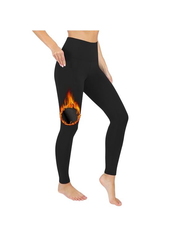 Winter Women's Fashionable Solid Color Double Pockets With Insulation And Tight Leggings Black