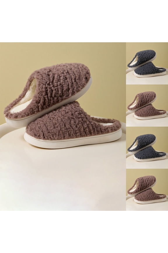 Winter Women's Indoor Slippers Flat Heel Round Toe Slip-on Slides Warm Shoes Women's Fashion Casual Versatile Beach Sandals