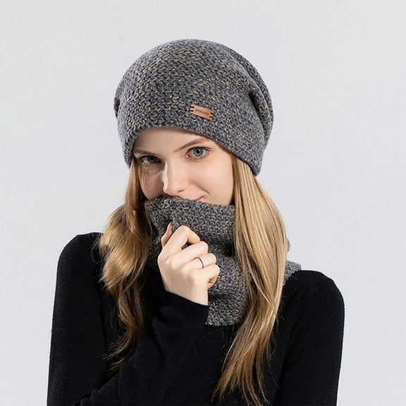 Winter Women's Knit Beanie Hat & Scarf Set, Fashion Warm Headwear Neck Warmer for Women