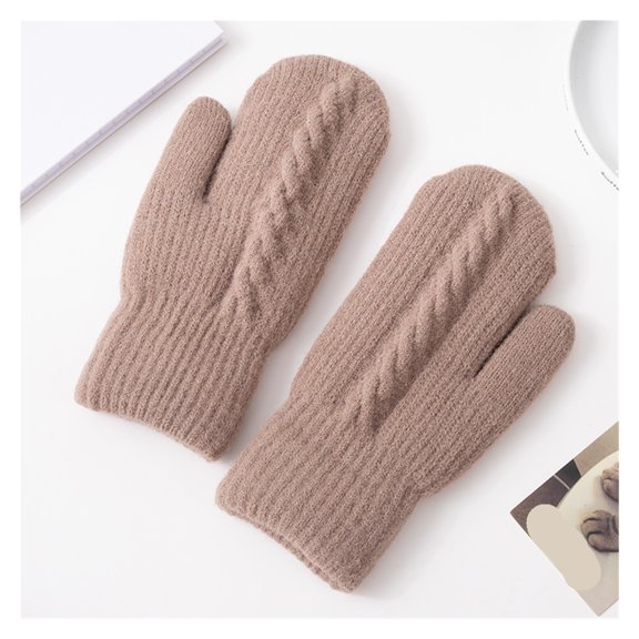 Winter Women's Knitted Mittens Female Solid Color Fingerless Gloves ,Flexible and Comfortable