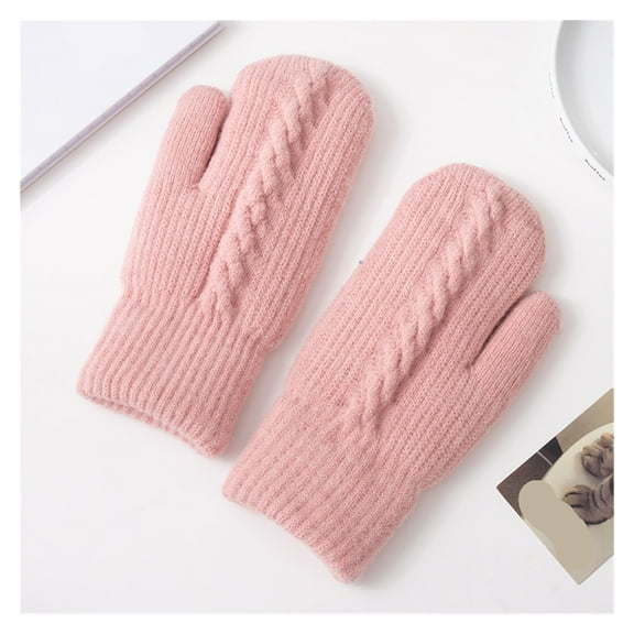 Winter Women's Knitted Mittens Female Solid Color Fingerless Gloves ,Flexible and Comfortable