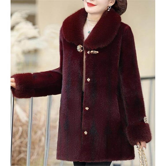 Winter Women's Mink Plush Lapel Coat-Thick & Warm
