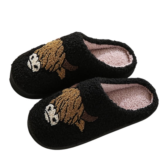 Winter Women's Slippers - Comfortable Couples Cartoon Bull and Horse Thick Sole Home Footwear for Men and Women