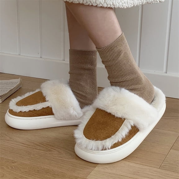 Winter Women's Slippers Cute Slippers Warm Winter Slippers Soft Fleece House Slippers Indoor Outdoor Casual Footwear Flat-soled Shoes Womens House Shoes