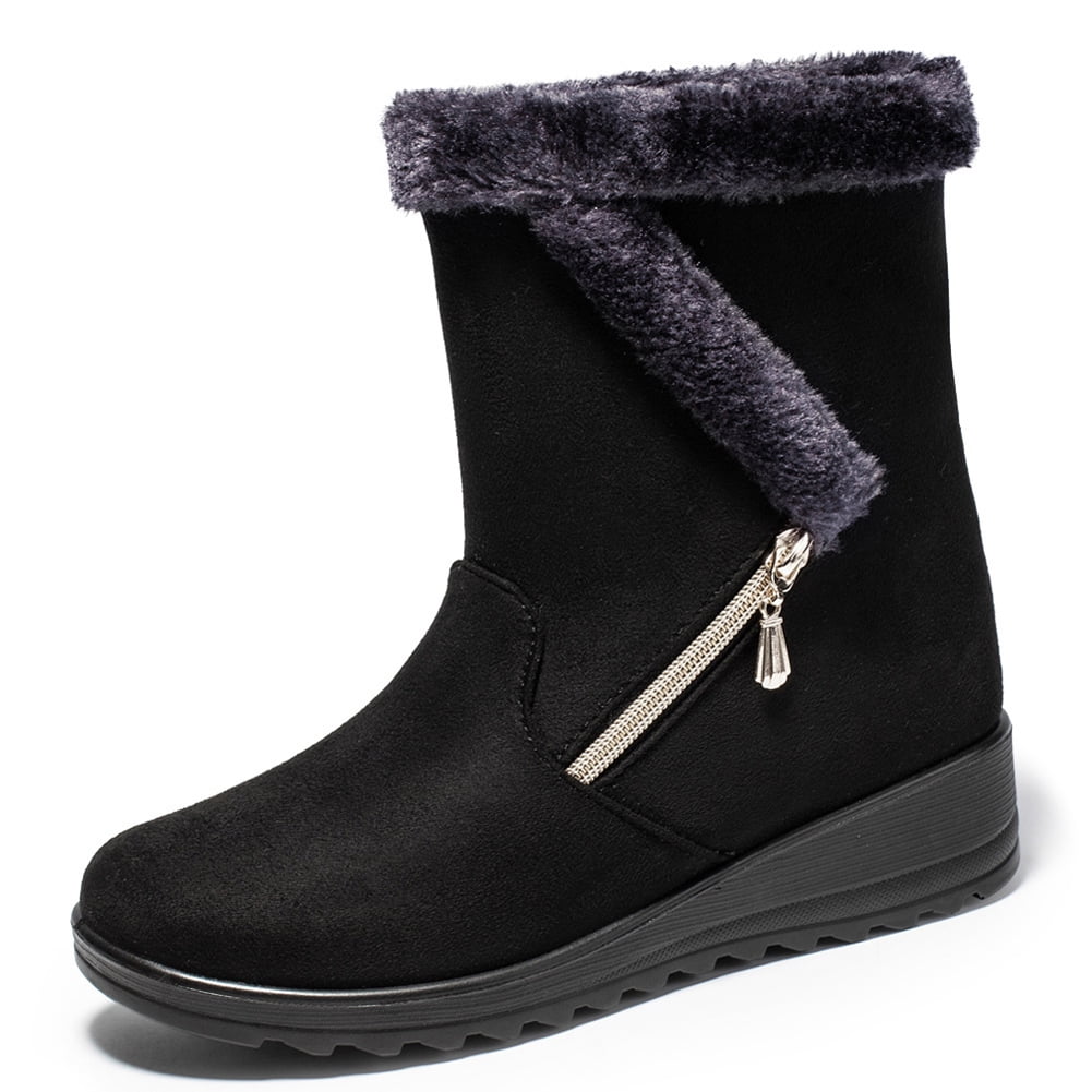 Winter Women's Snow Boots SlipOn Waterproof Ankle Boots Suede Warm