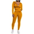 thumbnail image 1 of Winter Women's Solid Color Fashionable Sports Suit Two Piece Set Comfortable Stretchy Trousers Outfit Casual Workout Gym Wear, 1 of 2