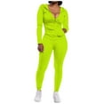 thumbnail image 1 of Winter Women's Solid Color Fashionable Sports Suit Two Piece Set Comfortable Stretchy Trousers Outfit Casual Workout Gym Wear, 1 of 2
