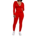 thumbnail image 1 of And Winter Women's Solid Color Fashionable Sports Suit Two Piece Set Vertical Lines Jumpsuit Romper plus Size Womens Dress Pants Winter Womens Suit Pants Dressy Pants for Women Womens Snow Pants, 1 of 5