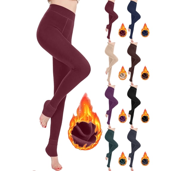 Winter Women's Thermal Leggings – 200g Fleece Lined Stretchy Pants High-waist Casual Lounging