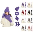 thumbnail image 1 of Winter Women's Woolen Hat, Scarf, Gloves & Socks 4-Piece Set – Warm Knit Hat and Scarf with Elastic Fit, Soft Winter Accessories for Women, 1 of 5