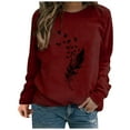 Winter Womens Casual Long Sleeve Tops Ladies Print Sweatshirt Blouse