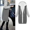 thumbnail image 1 of Winter Womens Jackets Long Sleeve Solid Color Thickening And Fleece Casual Zipper Pocket Hooded Long Sweater, 1 of 5