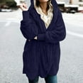 thumbnail image 1 of Winter Womens Sherpa Jacket Womens Fluffy Fleece Overcoat Casual Solid Long Sleeve Open Front Hooded Cardigan Plus Size Lightweight Soft Fuzzy Plush Coat with Pocket, 1 of 7