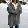thumbnail image 1 of Winter Womens Sherpa Jacket Womens Fluffy Fleece Overcoat Casual Solid Long Sleeve Open Front Hooded Cardigan Plus Size Lightweight Soft Fuzzy Plush Coat with Pocket Up to 65% off, 1 of 7