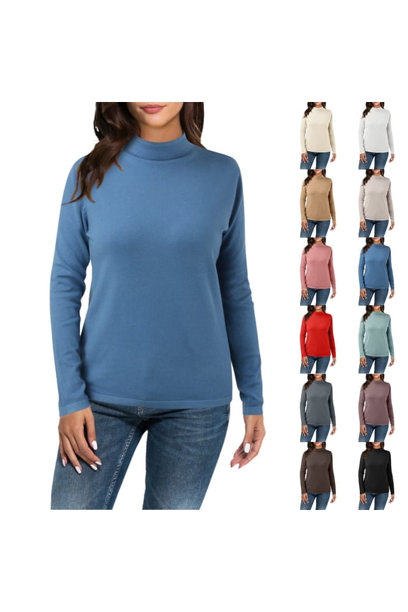 Winter Womens Short Semi Turtleneck Thermal Knitted Sweater Long Sleeve Bottoming Shirt Slim Green M