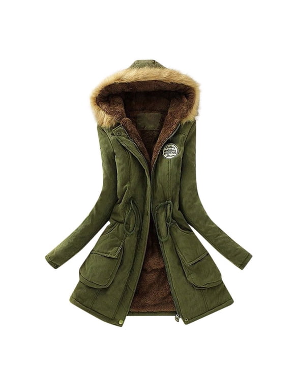 Winter Womens Warm Coat Hooded Jacket Slim Winter Outwear Coats Jackets for Women Warm Jackets Womens Cool Jackets Juniors Utility Jacket Women Fall Jacket Outerwear Jackets Warm Jacket Women Zip up