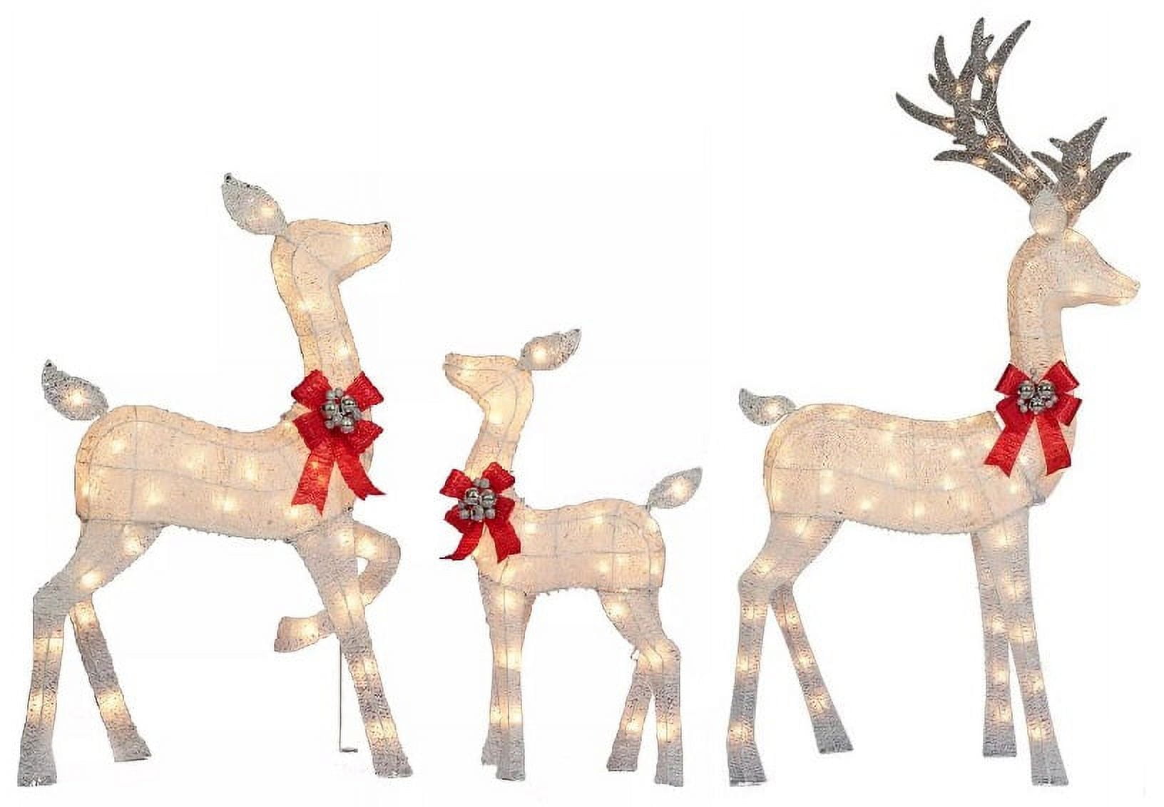 Winter Wonder - 3 Piece White Glittering Reindeer Set - Fawn, Doe