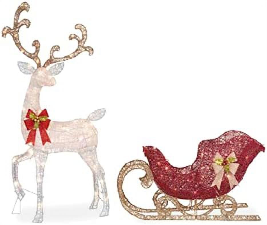 Winter Wonder Lane 58" LightUp Deer & Sleigh Holiday Seasonal