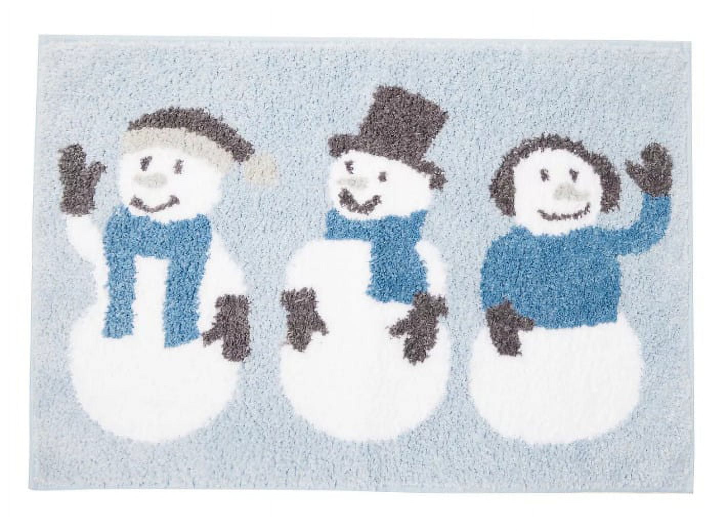 Winter Wonder Lane Bathroom Rug, Plush Blue and White Snowman, 20 x 30 inches