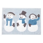 Winter Wonder Lane Bathroom Rug, Plush Blue and White Snowman, 20 x 30 inches