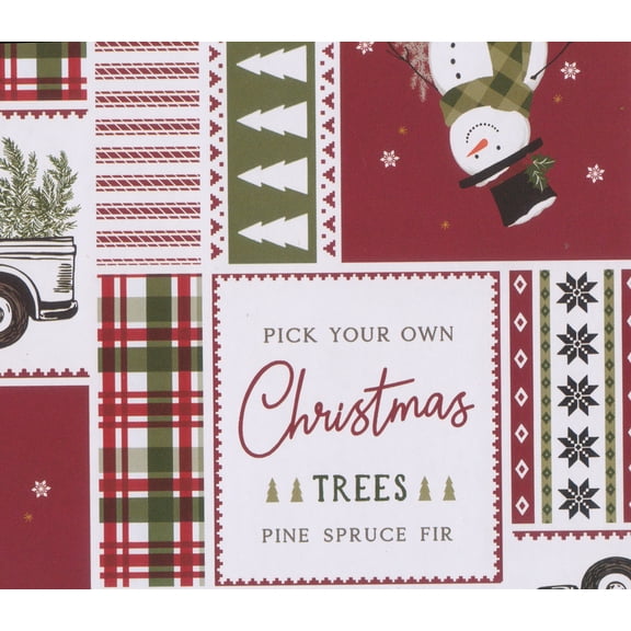 Winter Wonder Lane PEVA Vinyl Tablecloth Flannel Back, Christmas Holiday Patchwork (52 x 70 inches)