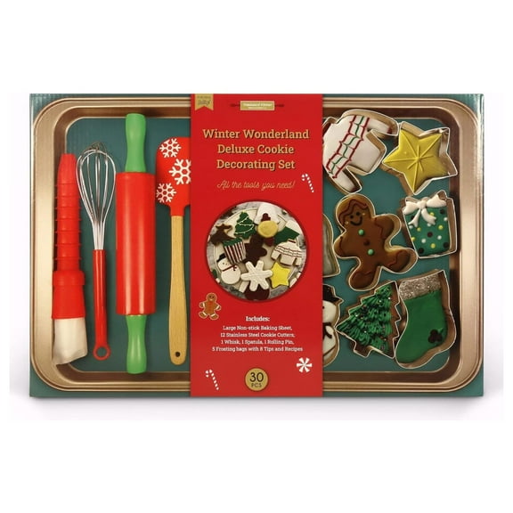 Winter Wonderland 30-piece Real Cookie Baking Set with Recipes for Kids