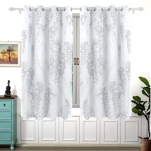 Winter Wonderland 63x55in Window Curtain Panels 63x55in 2-Piece Heavy Duty 80% Light Blocking