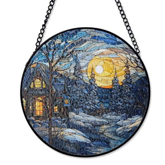 Winter Wonderland Angel Suncatcher Stained Glass Christmas Memorial Gift