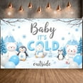 thumbnail image 1 of Winter Wonderland Baby It's Cold Polar Bear Penguin Banner for Baby Shower Nursery Decoration Winter Party, 1 of 9