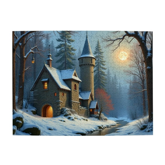 Winter Wonderland Castle 500Piece Adult Jigsaw Puzzle Challenging & Relaxing Puzzle For Family Game Nights, Home Decor, & A Great Gift Idea.