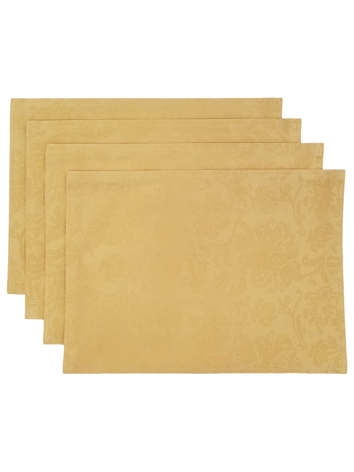 Winter Wonderland Gold Damask Placemat Set Of 4, Holiday Medley