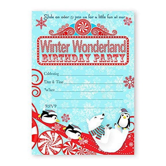 Winter Wonderland LARGE Invitations - 10 Invitations 10 Envelopes - Winter Onederland Invitations