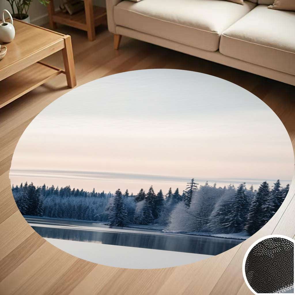 Winter Wonderland Landscape Round Carpet Living Room Bedroom Home ...
